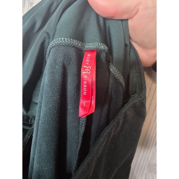 Ruby Ribbon Faux Suede High Waist Leggings Small Sculpting Black Stretch Pants - Picture 4 of 9